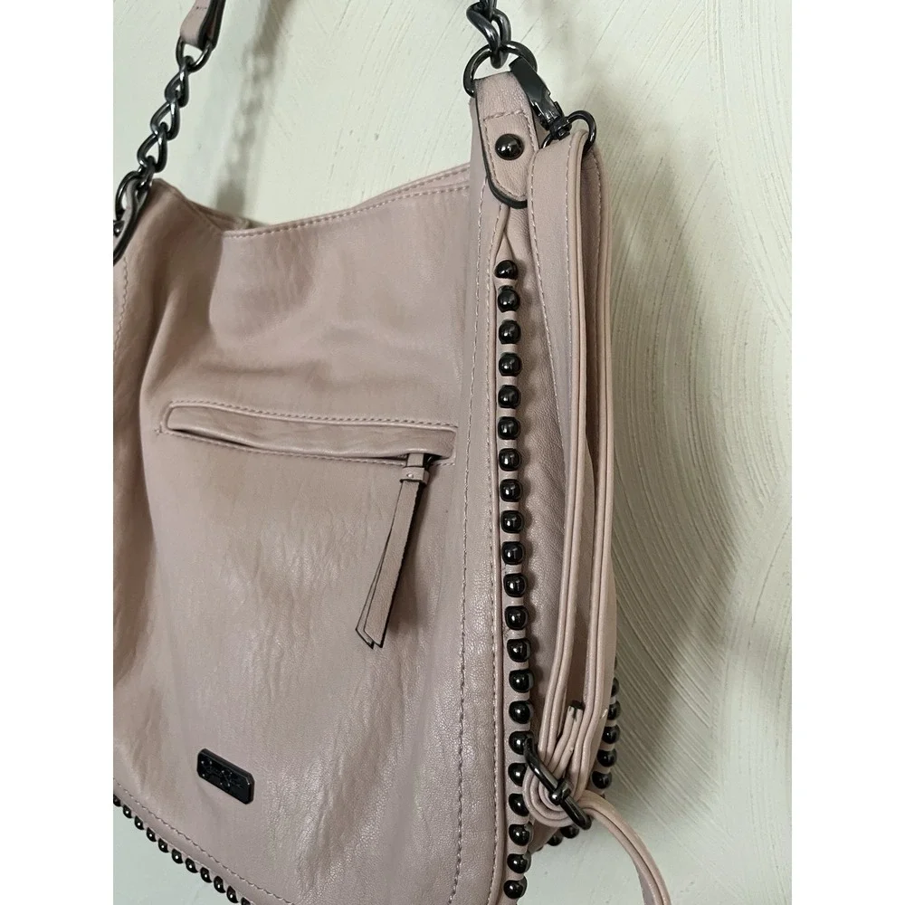New! Jessica Simpson Camile Hobo Stud-Trim Shoulder Tote Bag
